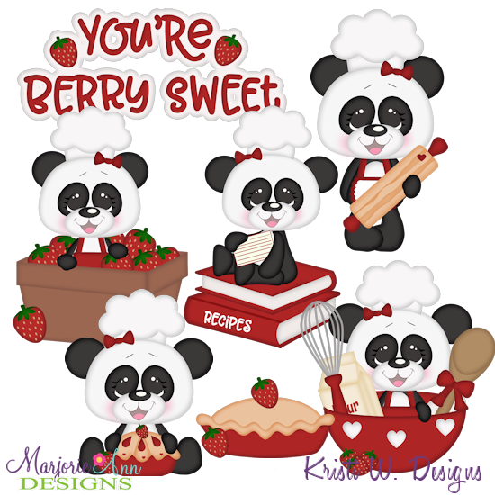 Berry Sweet Pandas SVG Cutting Files + Clipart - Click Image to Close